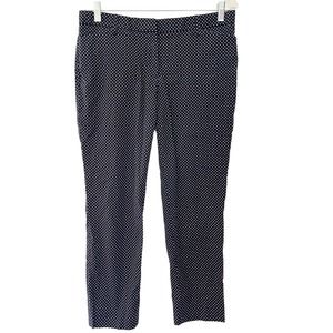 Gap Navy Blue Slim Cropped Polka Dot Flat Front Stretchy Trouser Pants Size 8